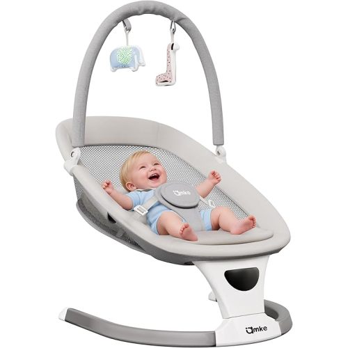 AMKE Electric Baby Rocker Swing for Infants, Extra-Large Mesh Seat, Portable 5-Speed Baby Rocking Chair with 3 Timers & 12 Lullabies, for Baby Boy Girl Shower Gifts, Lightweight for Outdoor Use