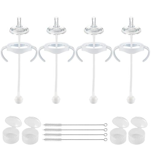 Straw Cup Conversion Kit for Philips Avent Natural Baby Bottles,Weighted Straw Sippy Cup Transition Kit with Soft Nipple and Handles for Toddler, Pack of 4