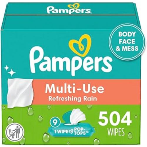 Pampers Baby Wipes Multi-Use Refreshing Rain 9X Pop-Top Packs 504 Count