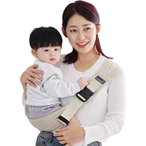 GOOSEKET Toddler Sling/Original/Cotton Baby Carrier/Compact hipseat/Infants to 44 lbs Toddlers/Sleep (Beige)…