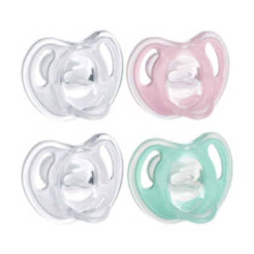 Tommee Tippee Ultra Light Silicone Pacifier - Pink/Aqua, 0-6 Months, 4