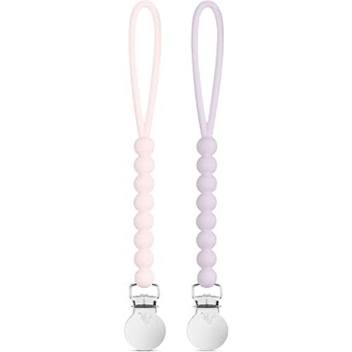 Ryan & Rose Cutie Clip 2 Pack - Pacifier Clip Holder Silicone (Judy-Pink/Judy-Lilac)