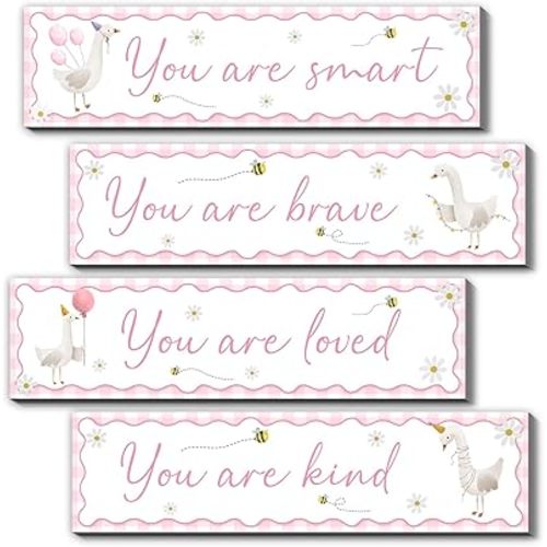 One Silly Goose Wall Decor,Wooden Babies Stuff,4PCS Silly Goose Wall Decals Art,Perfect for Baby Room, Nursery,Kids Room,Unique Ideal for Baby Shower,Easy to Install