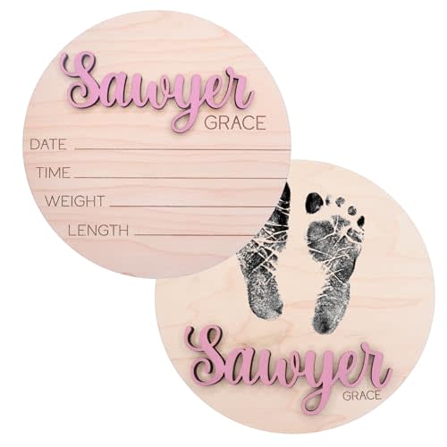 Baby Stats & Footprint Sign For Hospital, Newborn Announcement Sign For Hospital, Birth Announcement Sign Photo Prop, Laser Birth Footprint (Stat + Footprint Sign)