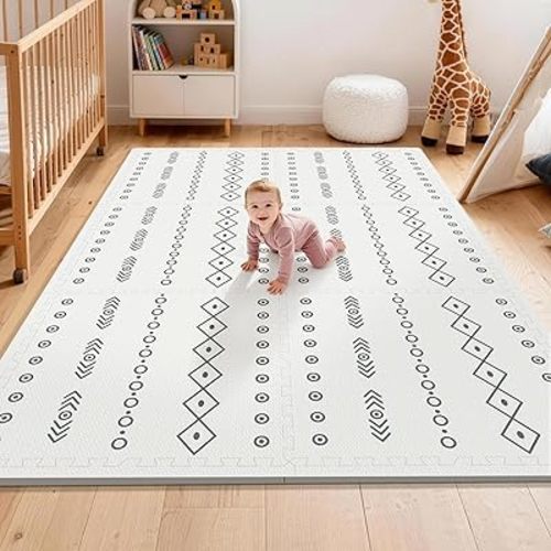 Foam Baby Play Mat, 72” x 48” Baby Crawling Mats for Kids with Interlocking Floor Tiles, Toddler Play Mat for Indoor and Outdoor, Easy to Clean