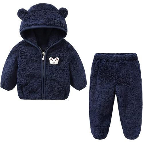 Toddler Baby Boy Snowsuit Infant Girls Snow Pants And Jackets Coat | Unisex newborn baby infant hoodie boys girls fleece coats outfits toddler snow suits 3-9, 9-12, 12-18, 18-24 months options