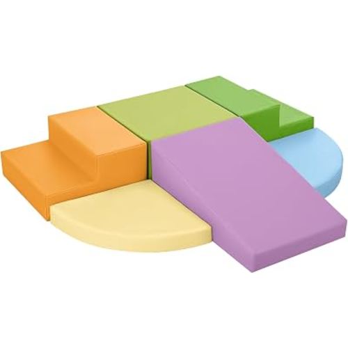 TODIBY 6-Piece Foam Climbing Blocks for Toddlers: Baby Foam Climbing Gym PU Leather Colorful Indoor Toy Building Blocks