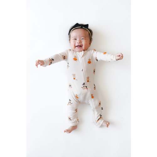 Zippered Romper in Halloween Teddy