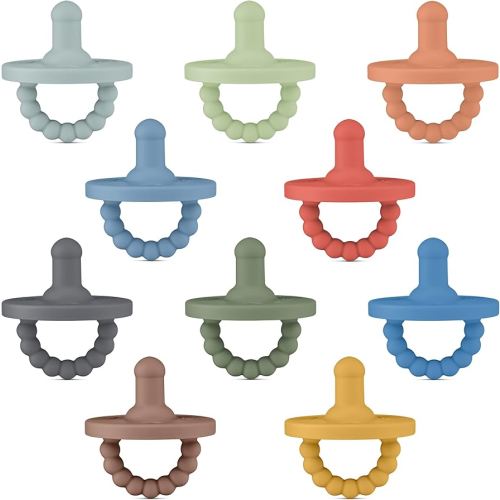 Ryan & Rose Cutie PAT Pacifier Teether 10 Pack Assorted Colors (Monterey (Boy), Stage 1)