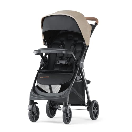 Chicco Bravino Plus Lightweight Stroller, Oat/Beige | Compact Travel, All-Wheel Suspension, Lie-Flat Pramette Seat, UPF 50+ Canopy, Compatible with KeyFit Infant Car Seats