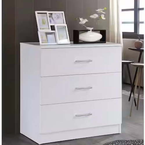 White 3 Drawer Dresser for Small Space, Wood Storage Cabinet for Living Room, Chest of Drawers with Metal Handle for Bedroom