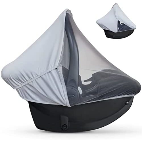 liuliuby 2-in-1 Car Seat Cover - Baby Carseat Canopy with Privacy Sun Shade & Bug Net for Newborn & Infant - Protects Babies from UV Rays, Mosquito & Insect - Carrier Covers for Boys & Girls (Gray)