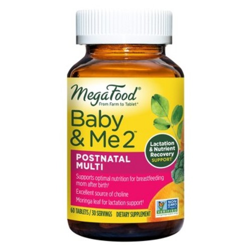 MegaFood Baby & Me 2 Postnatal with Choline, Folate & Iron Multivitamin Vegetarian Tablets - 60ct