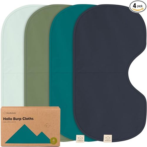 KeaBabies 4-Pack Burp Cloths Baby Girl, Boy - 22x12 Soft Organic Cotton Burping Cloths for Babies, Extra Absorbent Newborn Spit Up Rags, Large & Thick Baby Rags (Eclipse)