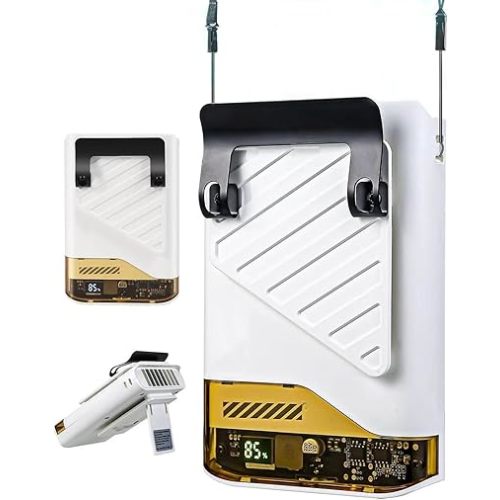 Portable Waist Fan, USB C Powerful Rechargeable Handheld Operation Cooling Shirt Fan LED Display Personal Clip On Wearable Neck Straps Fans with Lanyard Outdoor Working Sports Camping Travel