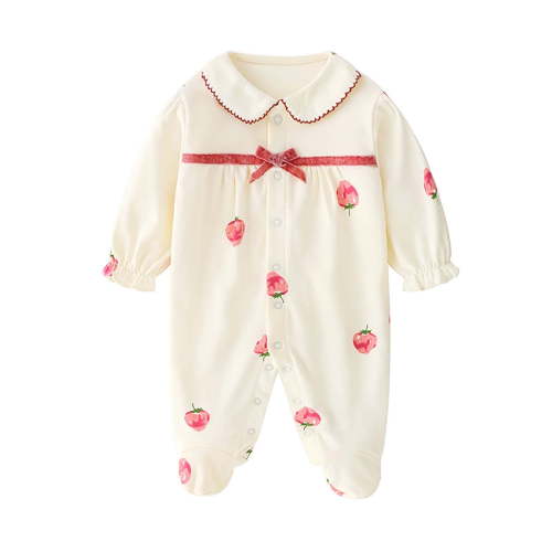WRKEKC Newborn Infant Print Romper Footed Ruffle Crew Neck Snap Buttons Thickened Warm Snug Fitting Fall Winter OutFitting for Boys and Girls 0-18 Months