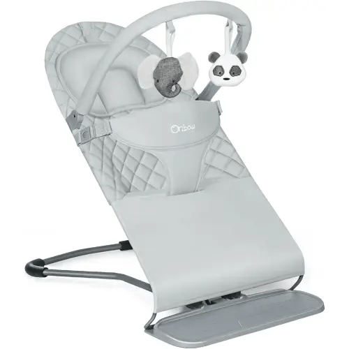 Orzbow Portable Baby Bouncer, Foldable Baby Bouncer Seat with Storage Bag, 3 Recline Positions, 0-12 Months Up to 20lbs, Ergonomic Design, Easy to Wash, Gray