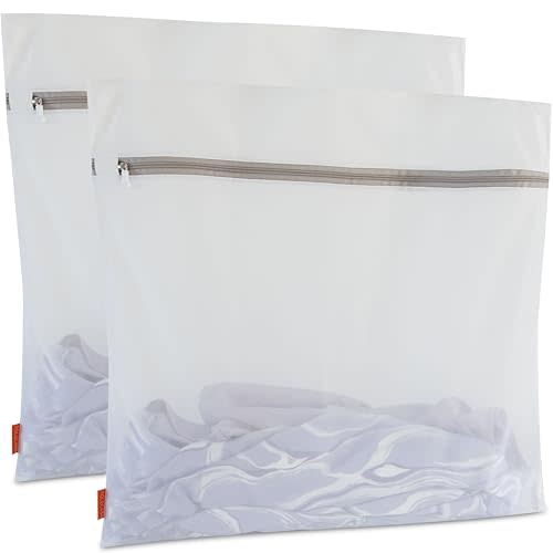 Polecasa Mesh Laundry Bags 2 Pack (XX-Large, 24x24”) | Delicate Clothes Protection, #5 Auto-Lock Zipper, Tear Resistant Fine Mesh, Anti Snag Design, Washing Machine & Dryer Safe