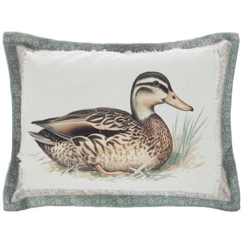 Muted Green & Cream Duck Pillow