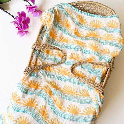 Sun + Wave Swaddle - Ocean Nursery Decor | Beachy Baby Charm – Coca + B.