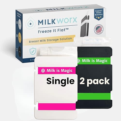 Freeze It Flat Breastmilk Freezer Storage System - Space-Saving Organizer for Breast Milk Storage Bags - Freezer Organization Made in USA (Emerald & Glitter, Single 2-pk)