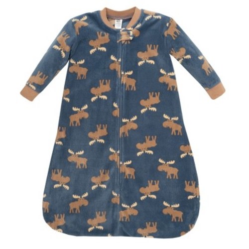 Hudson Baby Infant Boys Long-Sleeve Fleece Sleeping Bag, Blue Moose, 0-6 Months