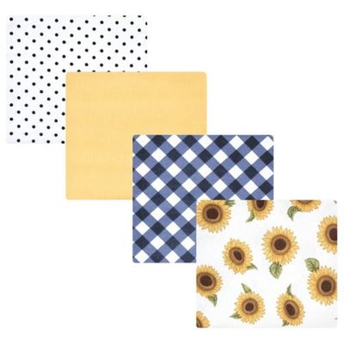 Hudson Baby Infant Girls Cotton Poly Flannel Receiving Blankets, Sunflower, One Size