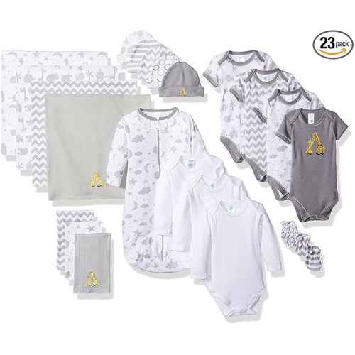 Spasilk Baby Essential 23 Piece Layette Set for Newborns and Infants, 0-6 Months, Grey Celestial
