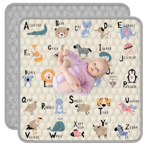 Baby Play Mat 59" X 59", Thickened Soft Floor Mat, Waterproof and Non-Slip Crawling Play Mat, Machine Washable Foldable Crawling for Floor Playpen