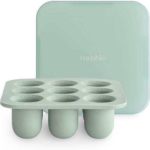 mushie Fresh Food Feeder Freezer Tray with Lid for Frozen Baby Food | 9 Cups x 0.34 oz | BPA Free Storage Container (Cambridge Blue)