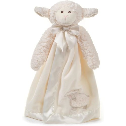 Bearington Baby Lamby Snuggler - 15 Inch White Lamb Plush Stuffed Animal Security Blanket Lovey for Babies, Baptism Gifts for Boys and Girls - Baptism Lamb Stuffed Animal