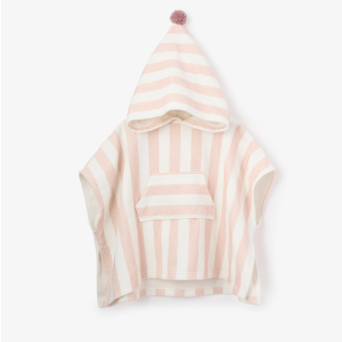 Pink Stripe Hooded Terry Poncho – Elegant Baby