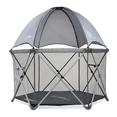 Baby Delight Go with Me Eclipse Deluxe Portable Playard | Playpen | Sun Canopy | Indoor and Outdoor | Ultra Padded Nylon Floor | Elephant Grey