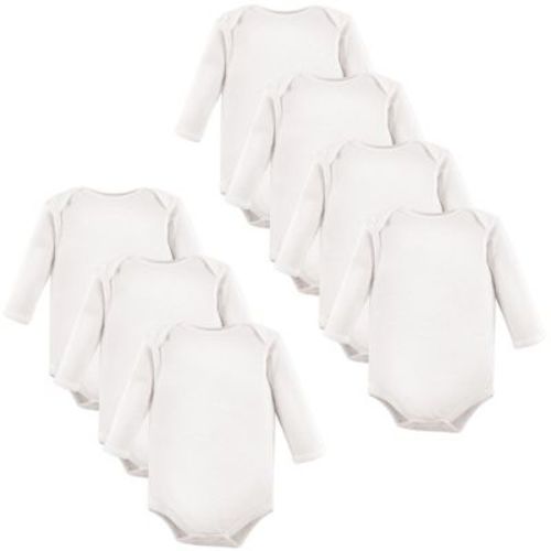 Luvable Friends Cotton Long-sleeve Bodysuits 7pk, White, 3-6 Months