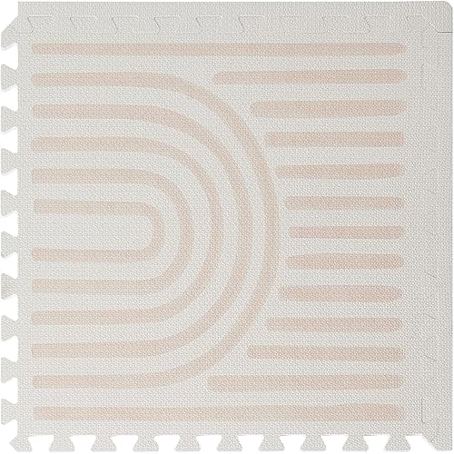 Toddlekind Haven Foam Play Mat | Linear Collection - Linen, 4X6