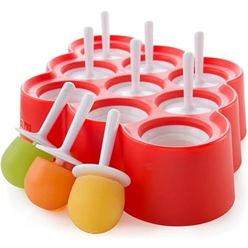 ZOKU - Mini Pop Molds, 9 Miniature Popsicle Molds With Sticks and Drip Guards, Easy-Release BPA-free Silicone