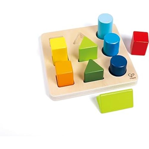 Hape Wooden Color and Shape Sorter Toy| Puzzle Board Montessori Preschool Educational Toy for Toddler 18M+
