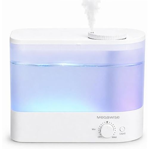 MEGAWISE 6L Ultrasonic Cool Mist Humidifier for Large Room, Bedroom, Baby Room and Plants, Quiet Under 28dB, Adjustable Mist Output, Auto Shut-Off, Low Power Humidifier