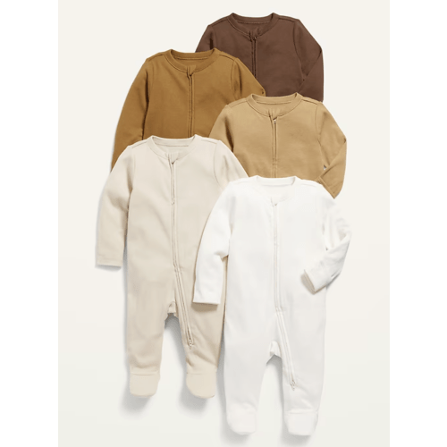 Unisex 2-Way-Zip Footie Sleep & Play One-Piece 5-Pack for Baby