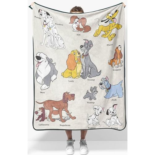 Jay Franco Kids Plush Throw Blanket – Soft & Cozy Fleece Throw for Bedroom & Couch Décor, Official Licensed Product, Beige - Disney Dogs, 40x50 - Travel Blanket