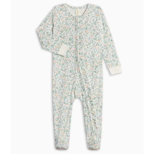 Neve Ruffle Zipper Footed Romper | Color: Merion Floral / Laguna + Shell | Size: 0-3 Months
