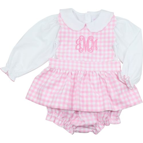 Pink Check Corduroy Diaper Set | Cecil & Lou