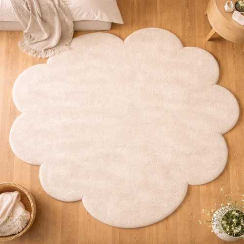 Luxury Cloud Shape Rug, Soft Plush Area Rug, Modern Minimalist Cream Carpet, Handmade Tufted