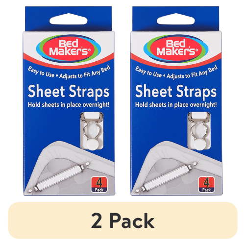 (2 pack) Bed Maker's Adjustable Sheet Straps, 4 Pack