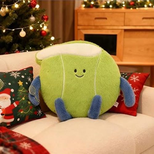 MUALML Cute Tennis Ball Plush Pillow Soft Tennis Stuffed Animal Cute Sports Decor, Unique Tennis Gifts for Teen Girls Boys