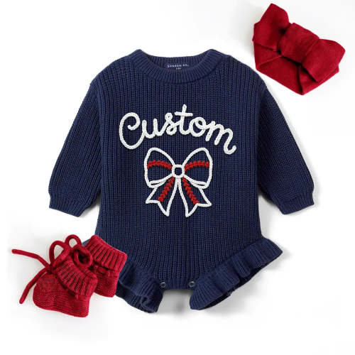 Baseball Custom Baby Sweater Romper