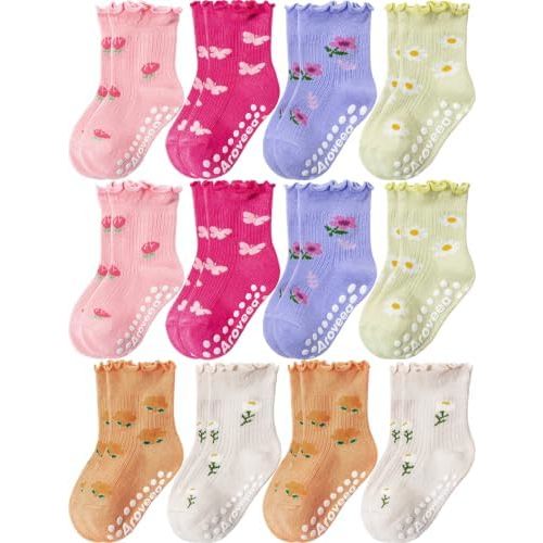 Baby Toddler Socks Grip Non Slip Boys Girls Kids Cotton 12 Pack Ankle Socks