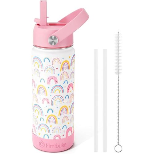Fimibuke 18oz Kids Insulated Water Bottle, 18/8 Stainless Steel Kids Cups