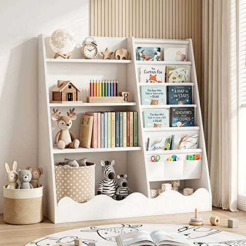 Jolie Vallee 2-in-1 Kids Toy Storage Organizer, Bookshelf for Kids Rooms, Playroom Bedroom Classroom Storage Organization
