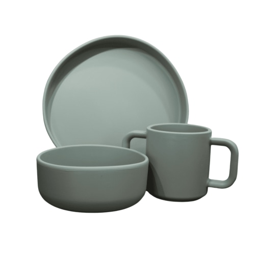 Baby Silicone Toddler Dinnerware Set – 3-Piece Set with Plate, Bowl & Cup – BPA-Free, Non-Slip, Dishwasher Safe – Soft Sage Green